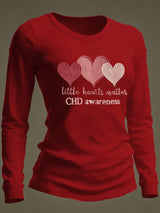 Women's Casual Heart Disease Awareness Print Long-Sleeve T-Shirt