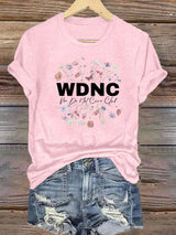 Women's Round-Neck Retro Funny Proud Member Of WDNC Club We Do Not Care Menopause Perimenopause Print T-Shirt