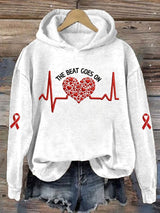 Women's Casual Heart Disease Awareness Print Hoodie