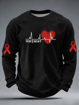 Men's casual heart disease awareness waffle-knit T-shirt
