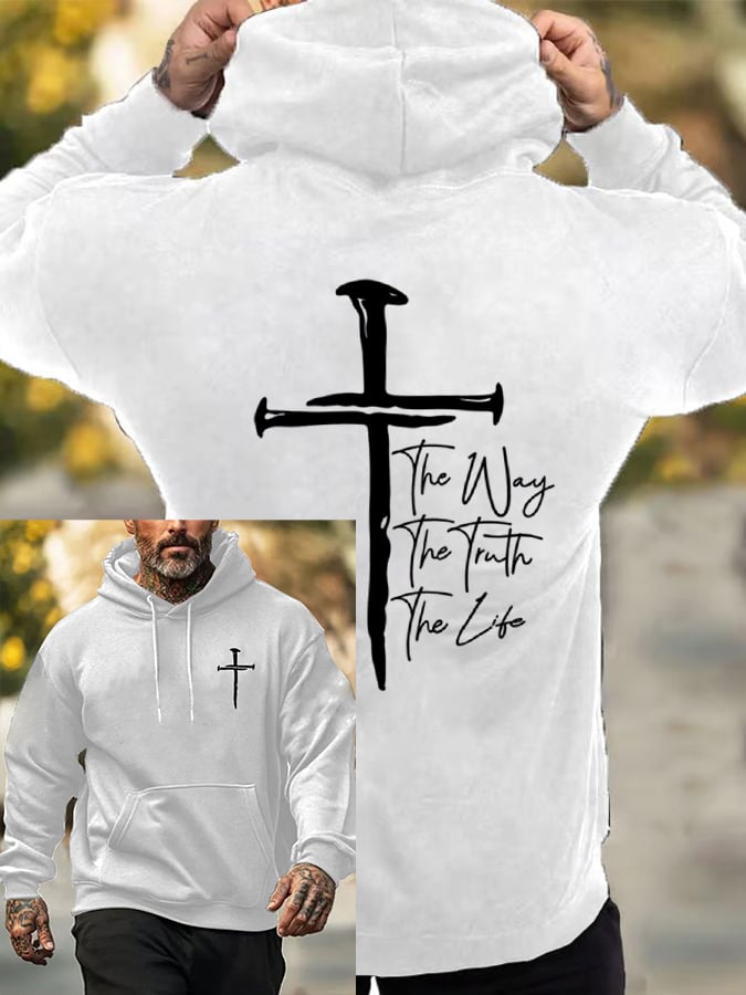 Men's Jesus The Way The Truth The Life Printed Casual Hoodie
