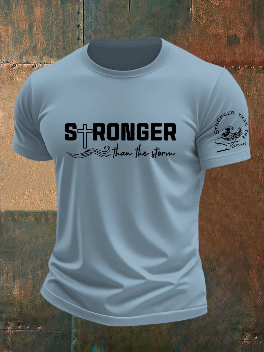Men's Stronger than the Storm Cross Print Short Sleeve Tee