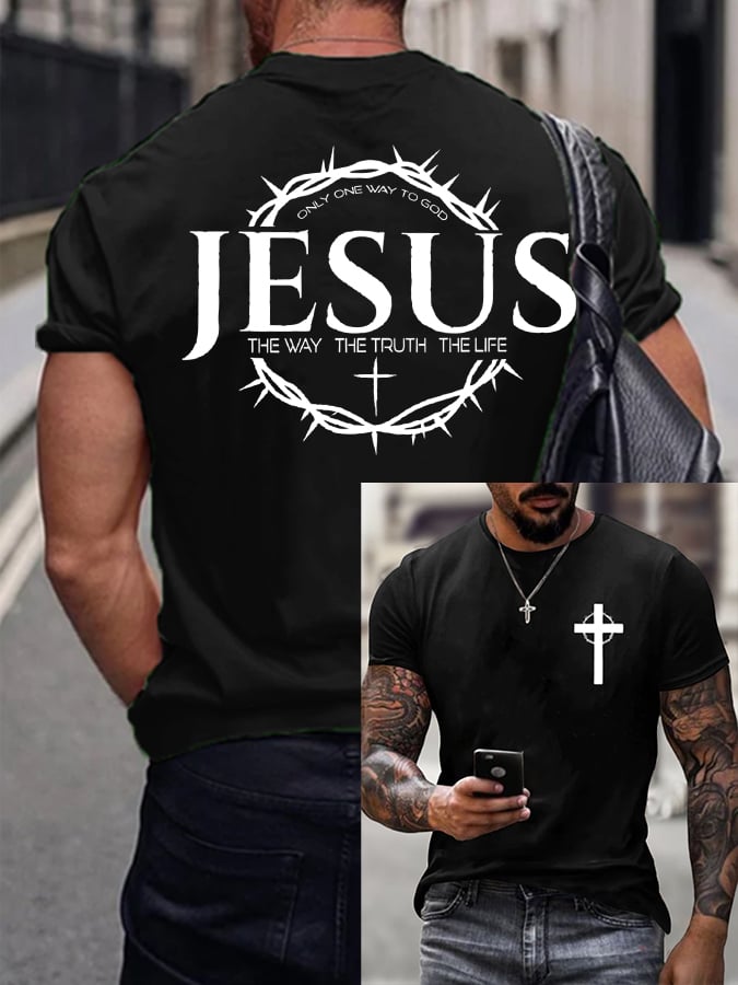 Men's Jesus The Way The Truth The Life Printed Casual T-shirt