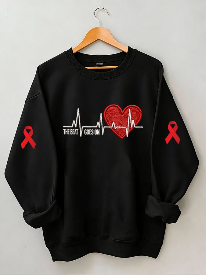 Women's casual heart disease awareness sweatshirt