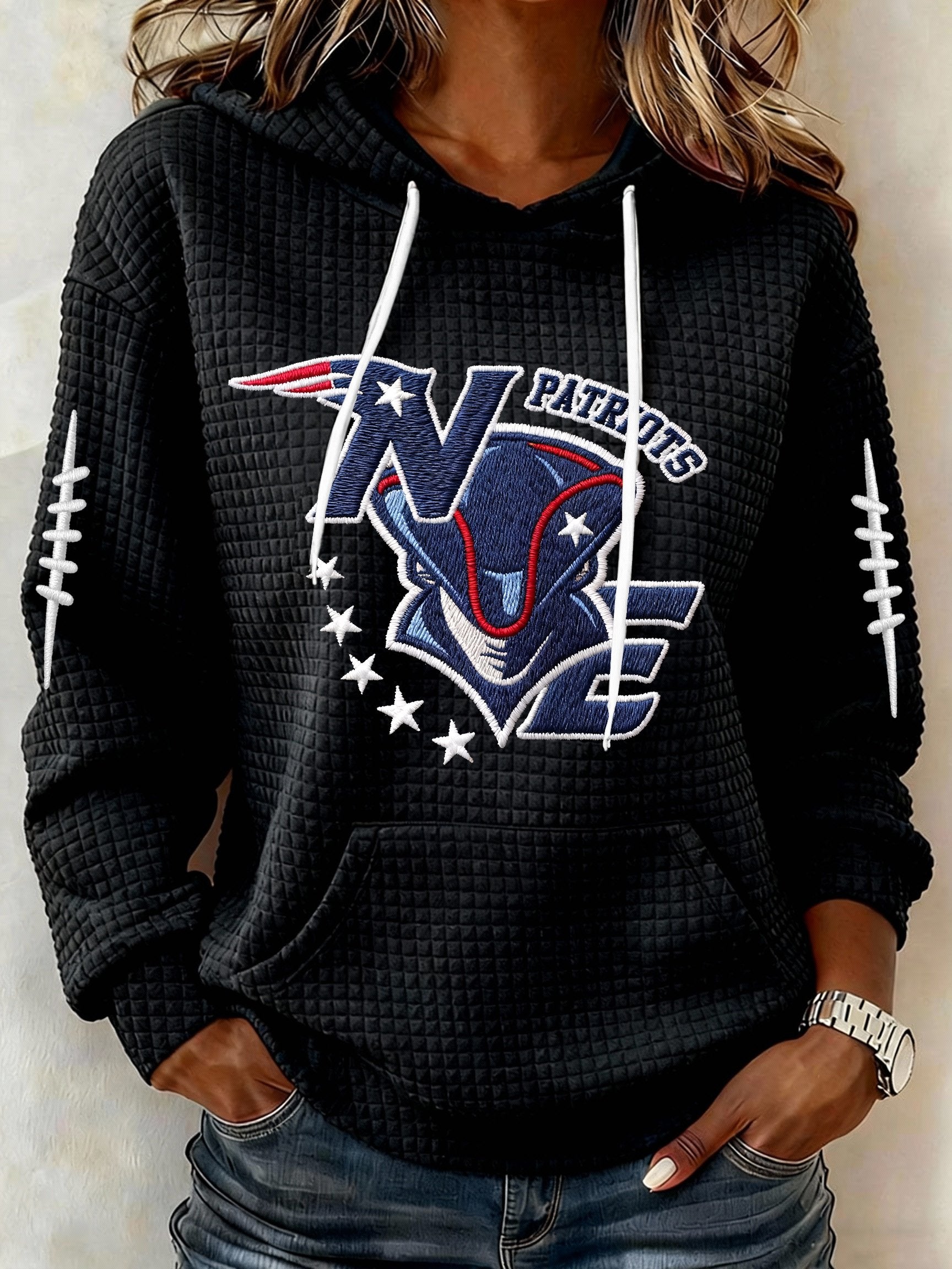 Women’s Football Graphic Waffle Knit Hoodie