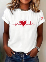 Women's Heart Disease Awareness Print T-shirt