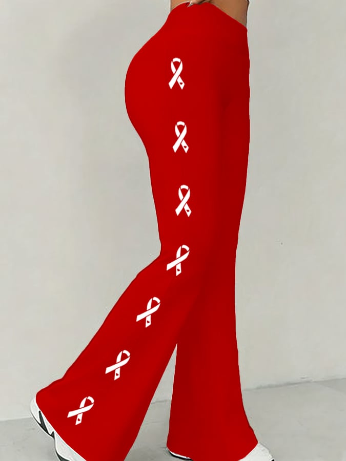 Women's Heart Disease Awareness Printed High-Stretch Leggings