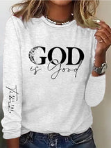 Women's casual God is good at all times long-sleeved T-shirt