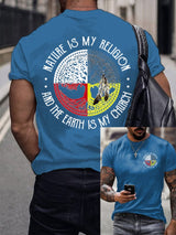 Men's Nature Is My Religion And The Earth Is My Church Faith Printed Shirt