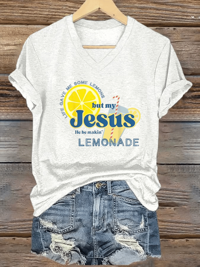 Women's Lemonade Faith   V Neck T-shirt