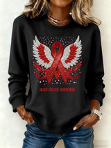 Women's casual heart-print sweatshirt