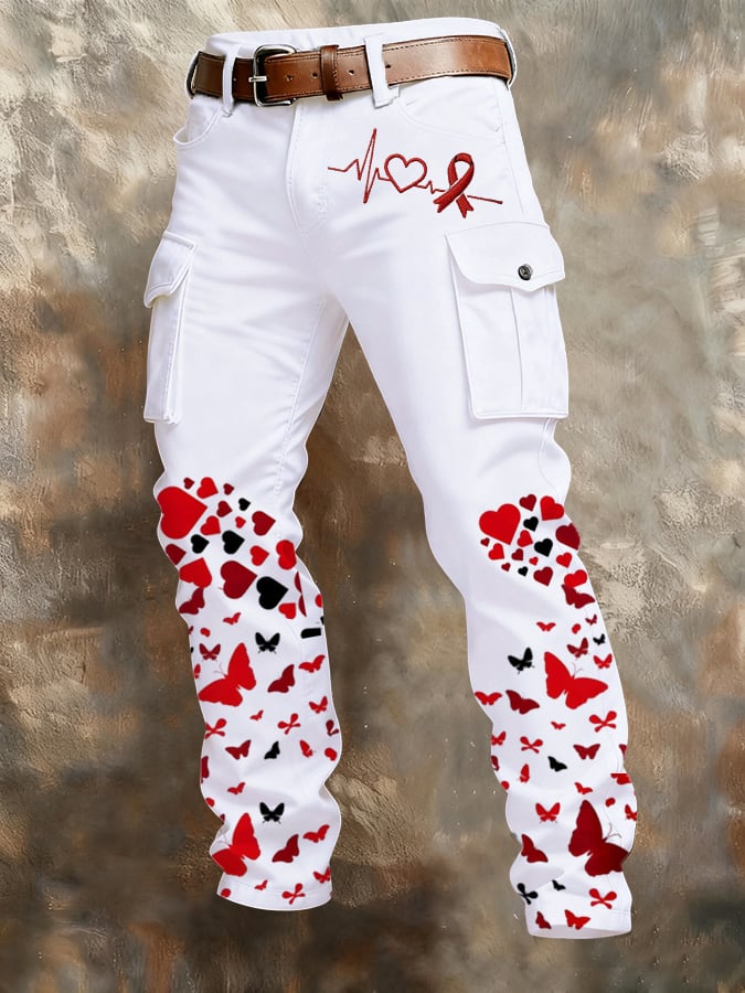 Men's Casual Heart Disease Awareness  Pants