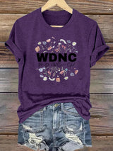 Women's Round-Neck Retro Funny Proud Member Of WDNC Club We Do Not Care Menopause Perimenopause Print T-Shirt