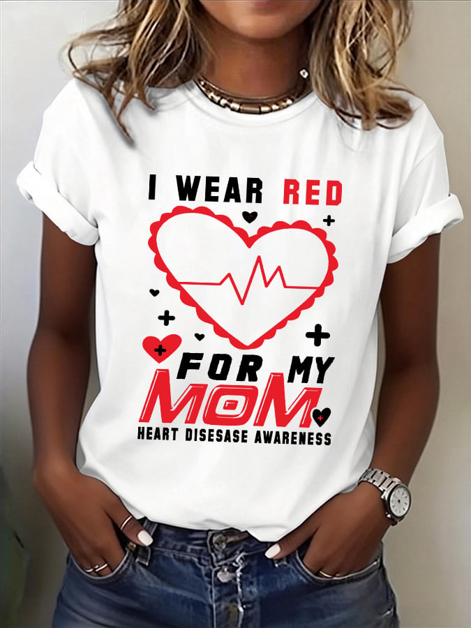 Women's Heart Disease Awareness Print T-shirt