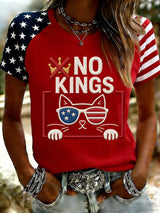 🔥Buy 3 Get 15% Off🔥Women's No Kings Print Raglan Sleeve T-Shirt