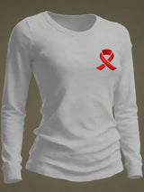 Women's Casual Heart Disease Awareness Print Long-Sleeve T-Shirt