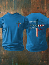 Men's Stand For The Flag Kneel For The Cross Printed Casual T-Shirt