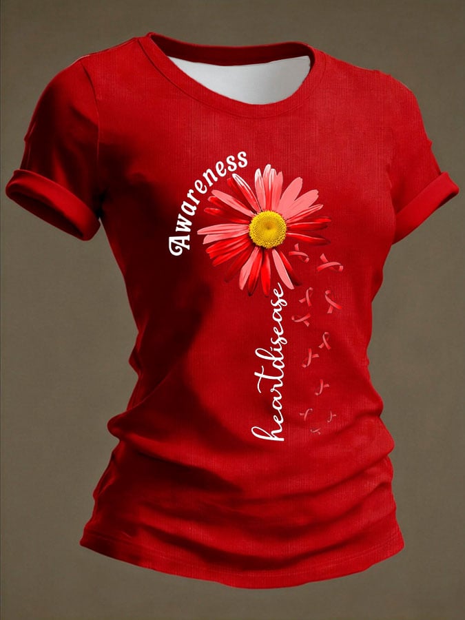 Women's Heart Disease Awareness Crewneck T-shirt