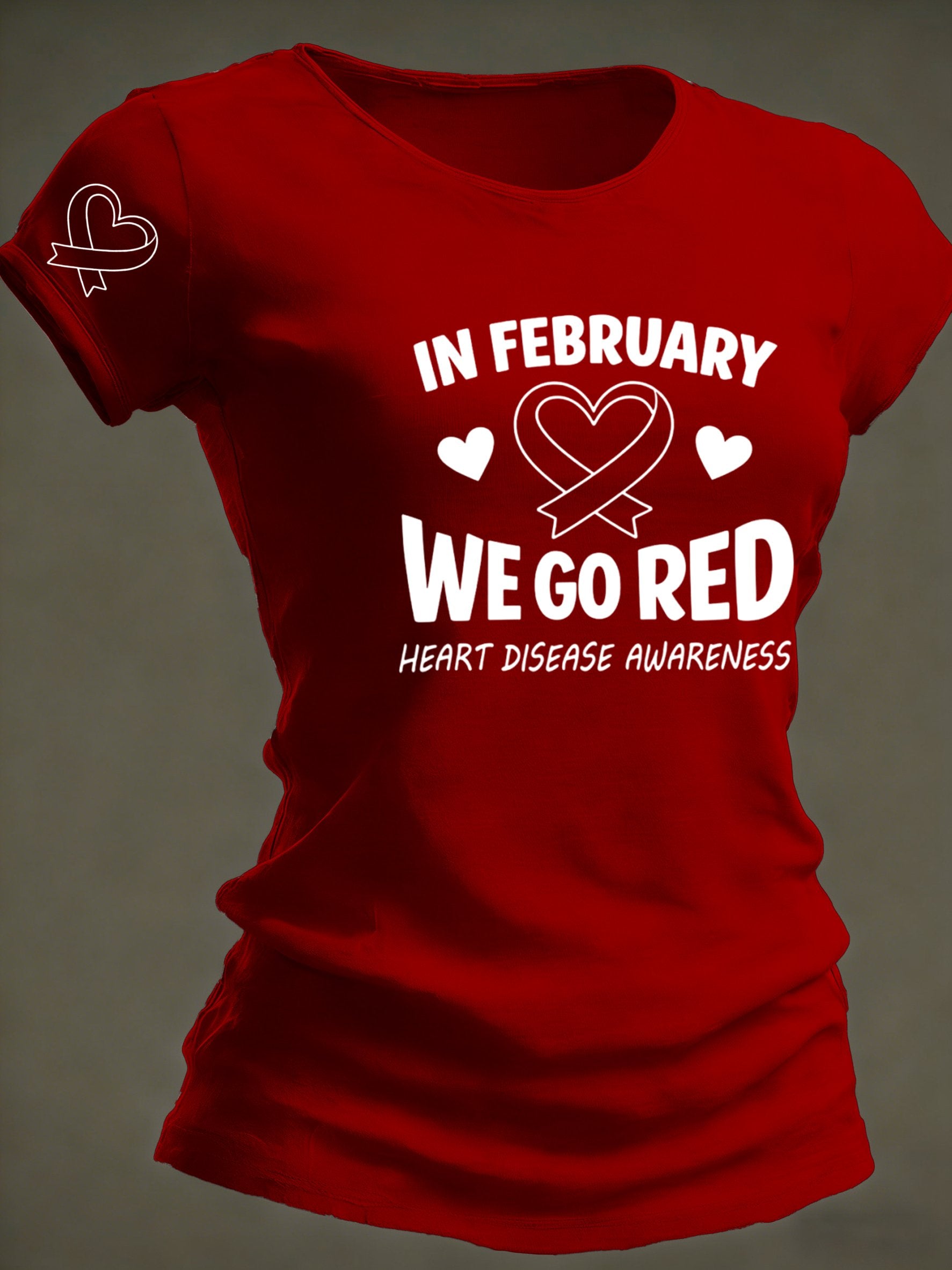 Women's Heart Disease Awareness Print T-shirt
