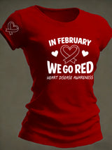 Women's Heart Disease Awareness Print T-shirt