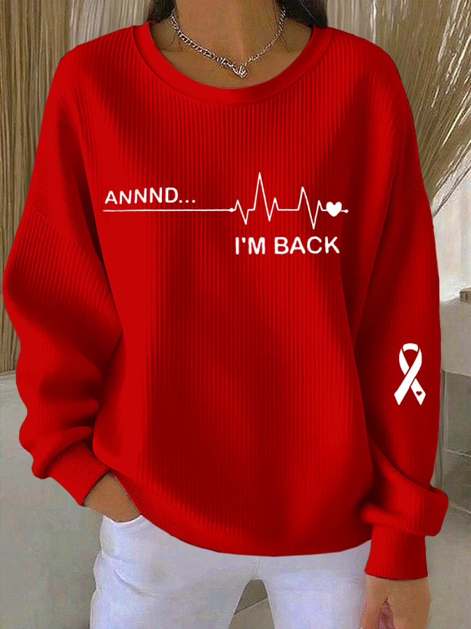 Women's Casual Heart Disease Awareness Print Sweatshirt