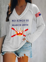 🔥Buy 3 Get 15% Off🔥V-neck Retro No Kings III 50 State Nationwide Protest March 28th Print T-Shirt