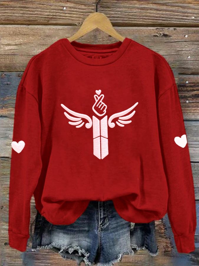 Women's K-pop Printed Long-Sleeve Sweatshirt
