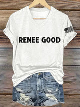 Women's Say Her Name Print V Neck T-shirt