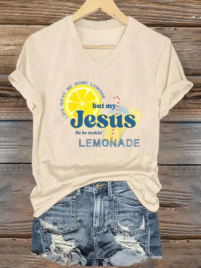 Women's Lemonade Faith   V Neck T-shirt