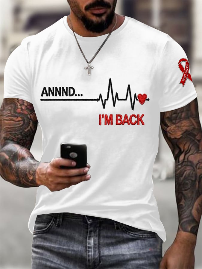 Men's casual heart disease awareness T-shirt