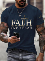 🔥Hot Sale Picks 🔥Men's Faith Over Fear Cross Print T-shirt
