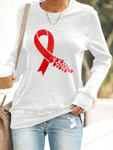 Women's Casual Heart Disease Awareness Printed Sweatshirt