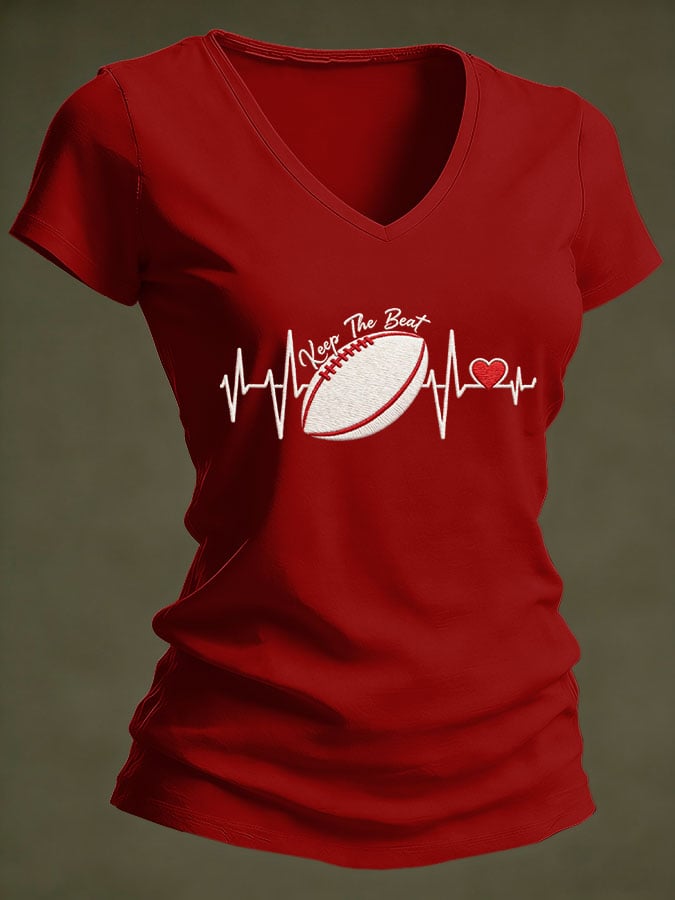 Women's Casual Heart Disease Awareness Printed Short-Sleeve T-Shirt