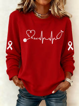Women's Heart Disease Awareness Print Sweatshirt