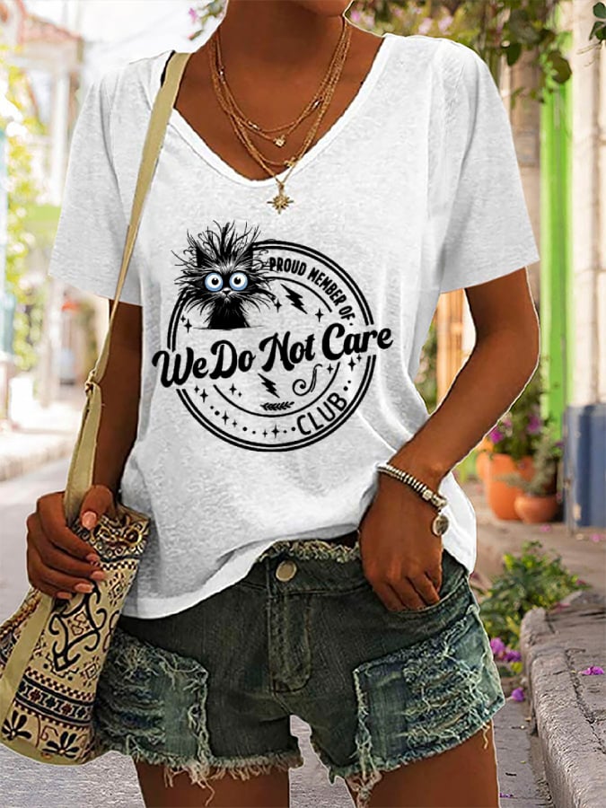 Women's Retro Funny Proud Member Of WDNC Club We Do Not Care Menopause Perimenopause Print T-Shirt