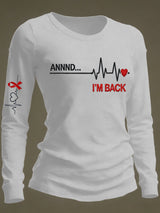 Women's Casual Heart Disease Awareness Print Long-Sleeve T-Shirt