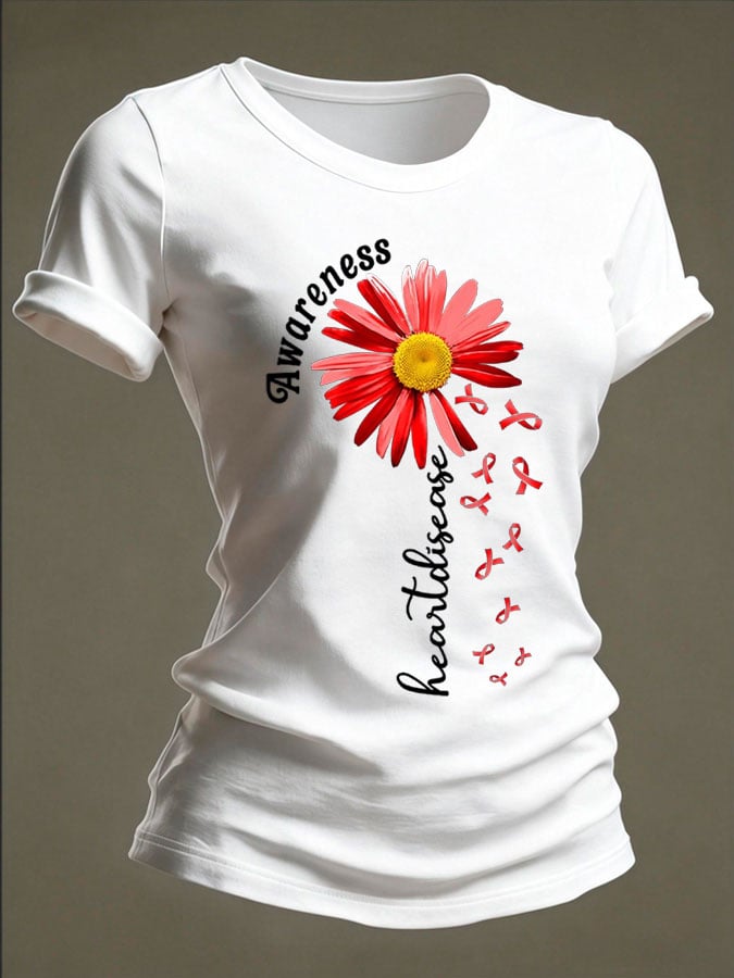 Women's Heart Disease Awareness Crewneck T-shirt