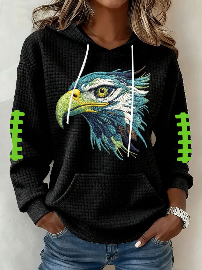 Women's Football Print Hoodie Sweatshirt