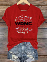 Women's Round-Neck Retro Funny Proud Member Of WDNC Club We Do Not Care Menopause Perimenopause Print T-Shirt