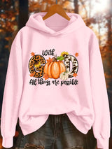 Women's With God All Things Are Possible Pumpkins Printed Hoodie