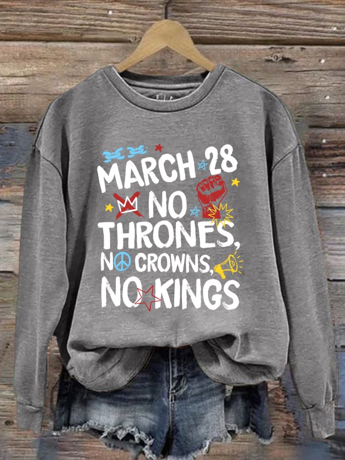 🔥Buy 3 Get 15% Off🔥Retro No Kings Day March 28 2026 Print Sweatshirt