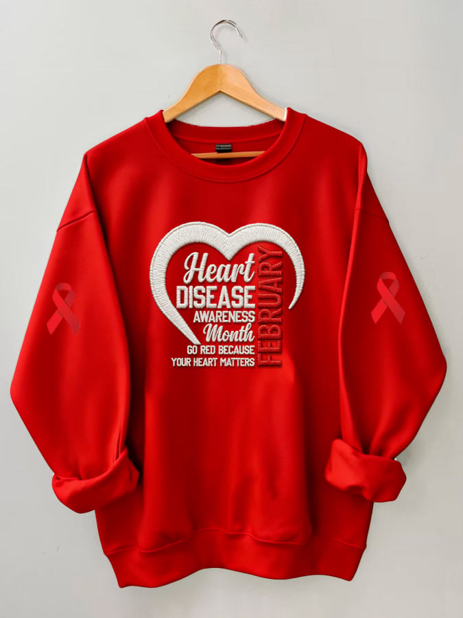 Women's casual heart disease awareness sweatshirt