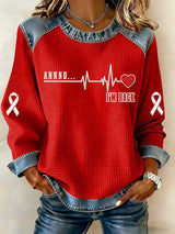 Women's Heart Disease Awareness Print Long-Sleeved Sweatshirt