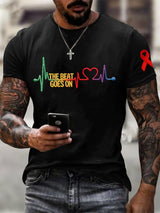 Men's casual heart disease awareness T-shirt