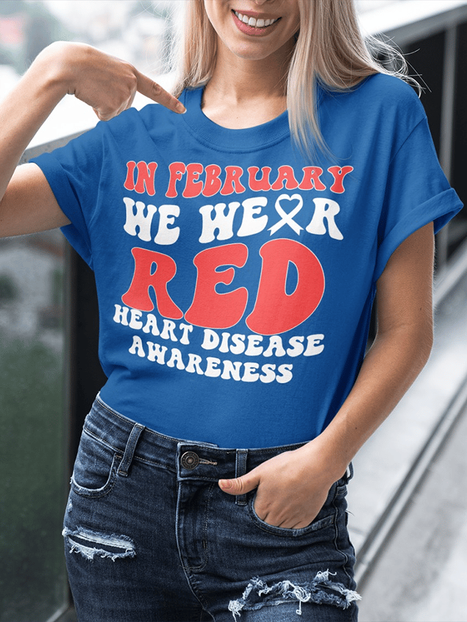 Women's Heart Disease Awareness Print T-shirt