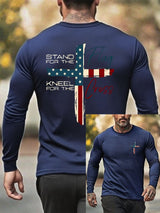 Men's Stand For The Flag Kneel For The Cross Print T-Shirt
