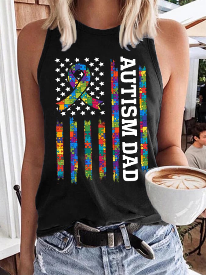 Women's Autism Day Print Casual Tank Top