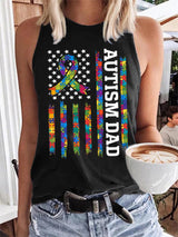 Women's Autism Day Print Casual Tank Top