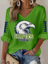 Women's Football Print Waffle Long Sleeve T-Shirt