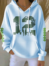 Women's Rugby Print Casual Hoodie